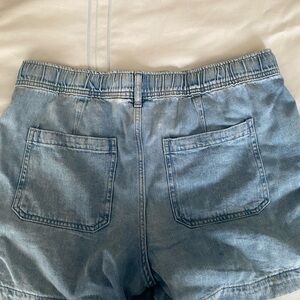 Blue Jean Shorts with Elastic Waistband